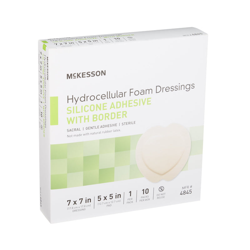 McKesson Foam Dressing 7 X 7 Inch With Border Film Backing Silicone Gel Adhesive Sacral Sterile (886434_EA) 1/EA
