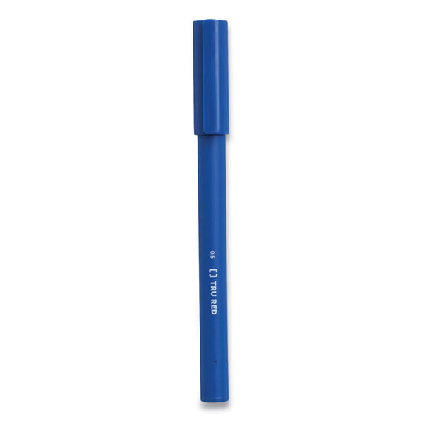 TRU RED™ Quick Dry Gel Pen, Stick, Fine 0.5 mm, Blue Ink, Blue Barrel, 5/Pack (TUD24377034) Pack of 5
