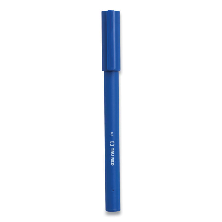 TRU RED™ Quick Dry Gel Pen, Stick, Fine 0.5 mm, Blue Ink, Blue Barrel, 5/Pack (TUD24377034) Pack of 5