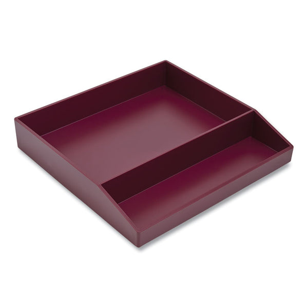 TRU RED™ Divided Stackable Plastic Tray, 2 Compartments, 9.44 x 9.84 x 1.77, Purple (TUD24380380)