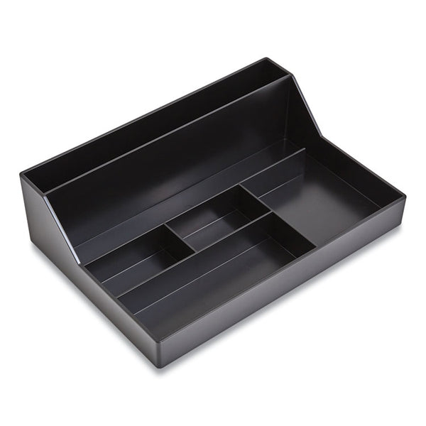 TRU RED™ Plastic Desktop Organizer, 6 Compartments, 6.81 x 9.84 x 2.75, Black (TUD24380402) Each