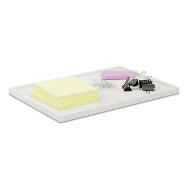 TRU RED™ Slim Stackable Plastic Tray, 6.85 x 9.88 x 0.47, White (TUD24380409) Each