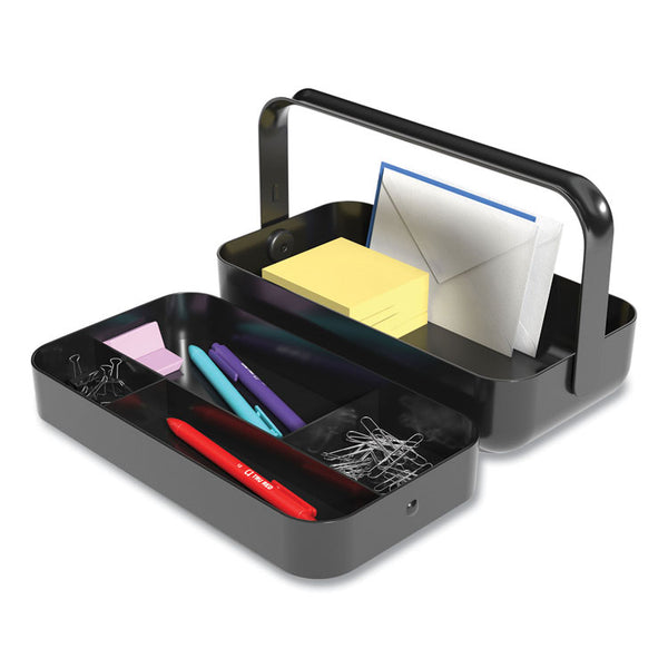 TRU RED™ Plastic Desktop Caddy, 5 Compartments, 4.33 x 11.5 x 8.07, Black (TUD24418572)