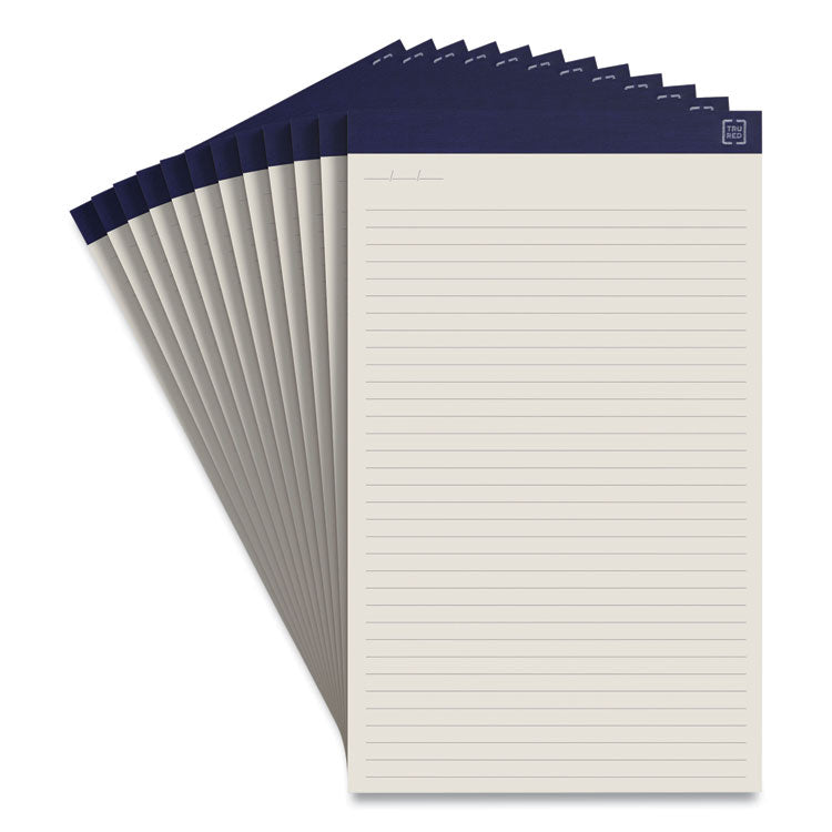 TRU RED™ Notepads, Wide/Legal Rule, 50 Ivory 8.5 x 14 Sheets, 12/Pack (TUD24419930) Pack of 12