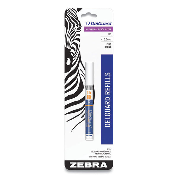 Zebra® DelGuard #2 Mechanical Pencil Lead Refill, 0.5 mm, HB, Black, 12/Tube (ZEB89881)