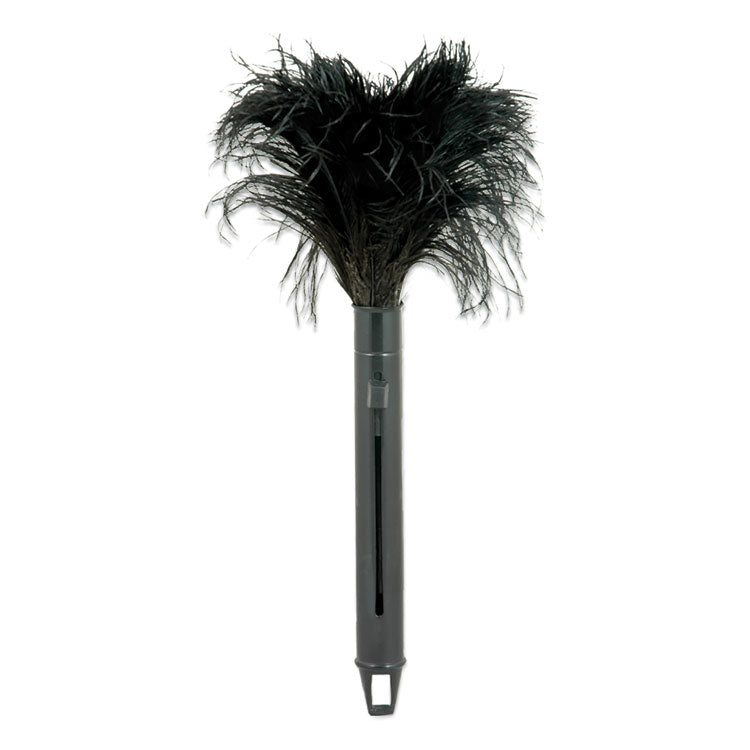 O'Dell® Pop Top Feather Duster, Ostrich, 9" to 14" Handle, Black (ODCRET14UNS91) Each