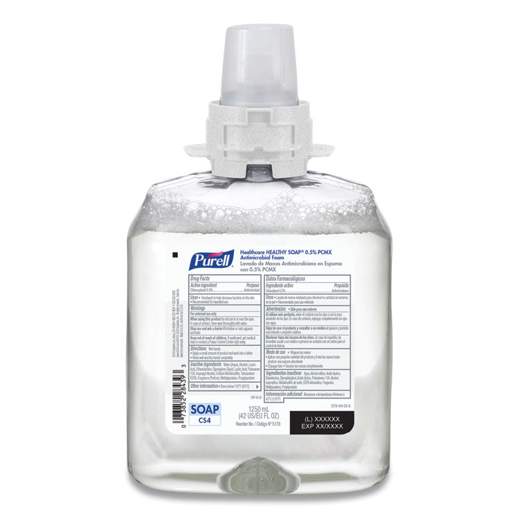 PURELL® Healthcare HEALTHY SOAP 0.5% PCMX Antimicrobial Foam, For CS4 Dispensers, Fragrance-Free, 1,250 mL, 4/Carton (GOJ517804CT) Case of 4