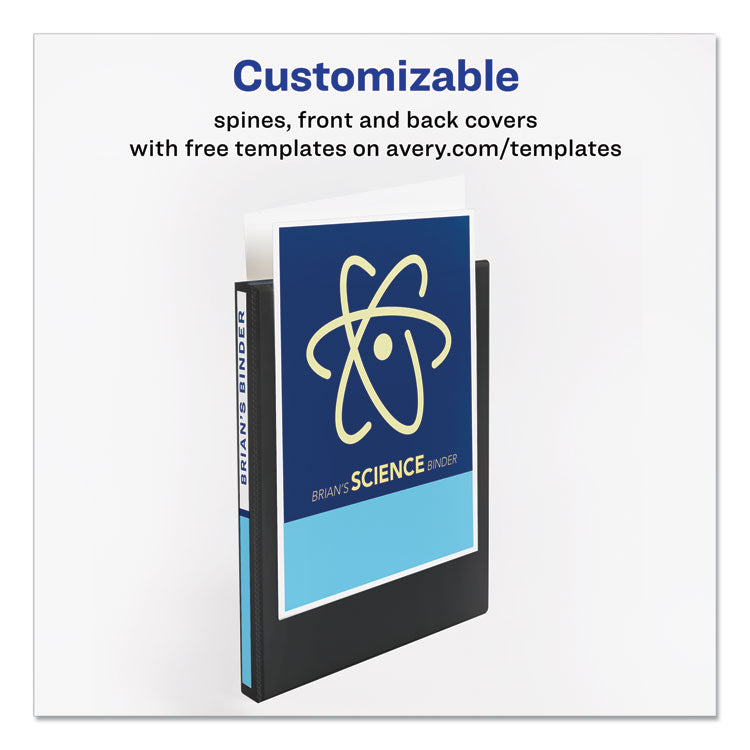 Avery® Durable View Binder with DuraHinge and Slant Rings, 3 Rings, 0.5" Capacity, 11 x 8.5, Black (AVE17001) Each
