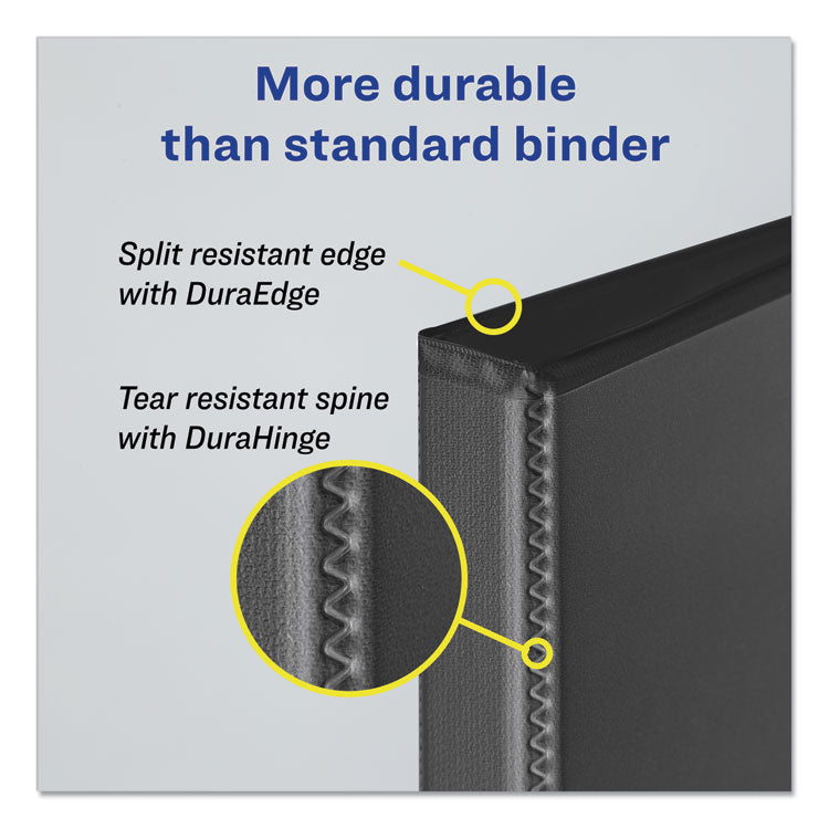 Avery® Durable View Binder with DuraHinge and Slant Rings, 3 Rings, 3" Capacity, 11 x 8.5, Black (AVE17041)