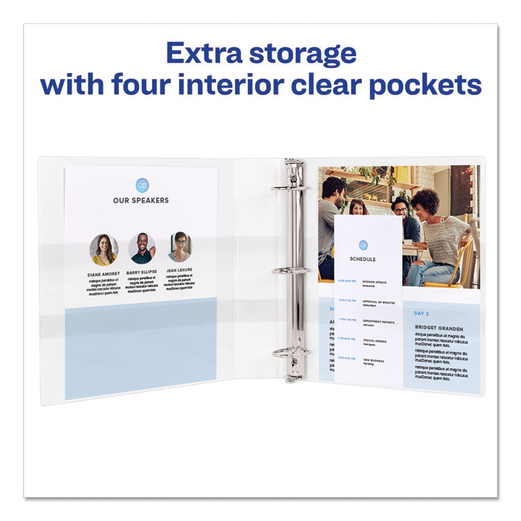 Avery® Durable View Binder with DuraHinge and EZD Rings, 3 Rings, 4" Capacity, 11 x 8.5, White, (9801) (AVE09801)