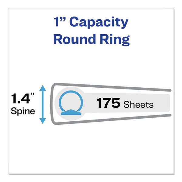 Avery® Legal Durable View Binder with Round Rings, 3 Rings, 1" Capacity, 14 x 8.5, White (AVE16500)