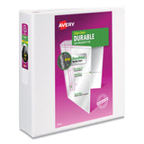 Avery® Durable View Binder with DuraHinge and Slant Rings, 3 Rings, 3" Capacity, 11 x 8.5, White, 4/Pack (AVE17030)