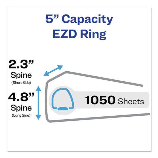 Avery® Durable View Binder with DuraHinge and EZD Rings, 3 Rings, 5" Capacity, 11 x 8.5, Black, (9900) (AVE09900)