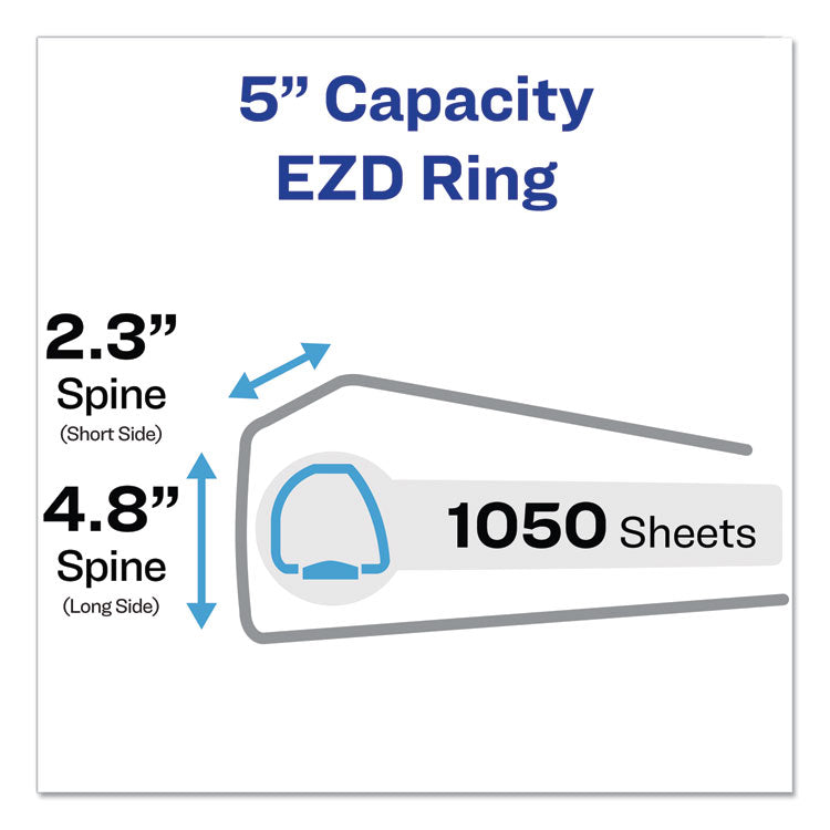 Avery® Durable View Binder with DuraHinge and EZD Rings, 3 Rings, 5" Capacity, 11 x 8.5, Black, (9900) (AVE09900) Each