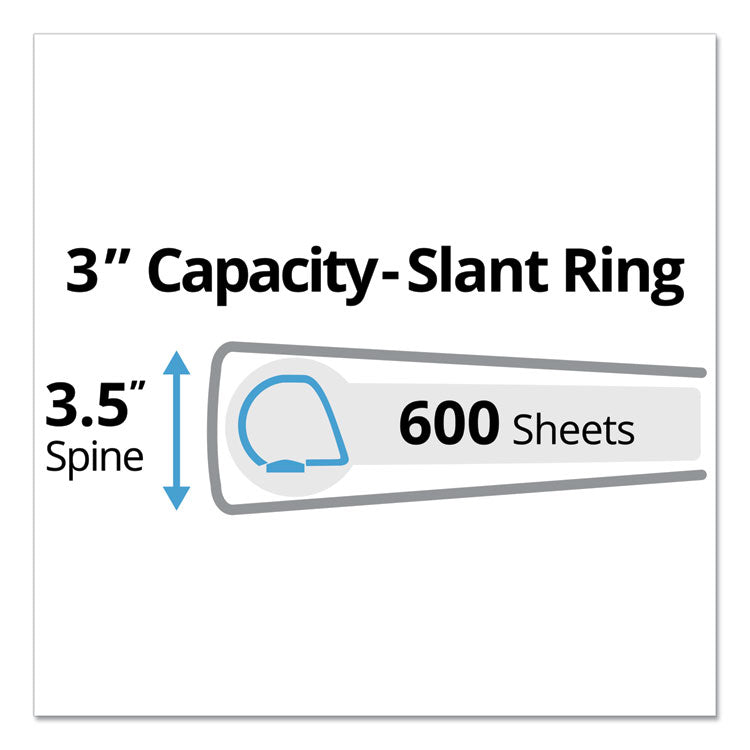 Avery® Durable View Binder with DuraHinge and Slant Rings, 3 Rings, 3" Capacity, 11 x 8.5, White (AVE17042)