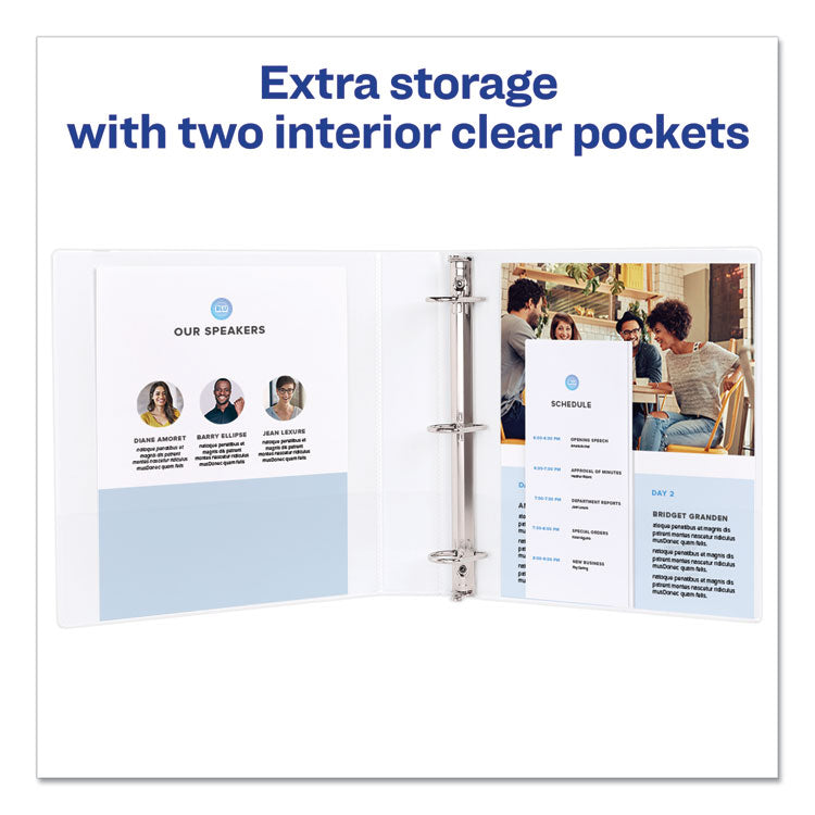 Avery® Durable View Binder with DuraHinge and Slant Rings, 3 Rings, 3" Capacity, 11 x 8.5, White (AVE17042)