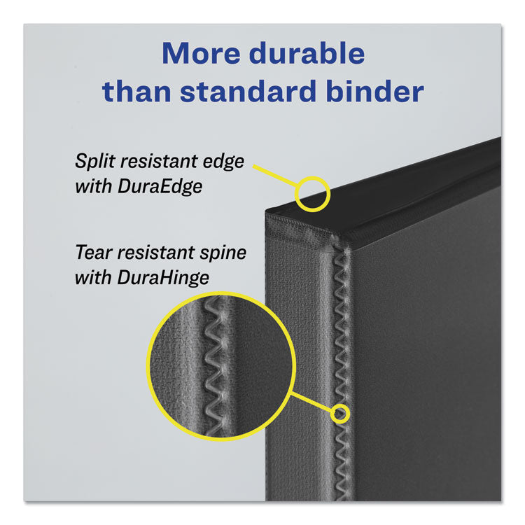 Avery® Durable View Binder with DuraHinge and EZD Rings, 3 Rings, 4" Capacity, 11 x 8.5, Black, (9800) (AVE09800)