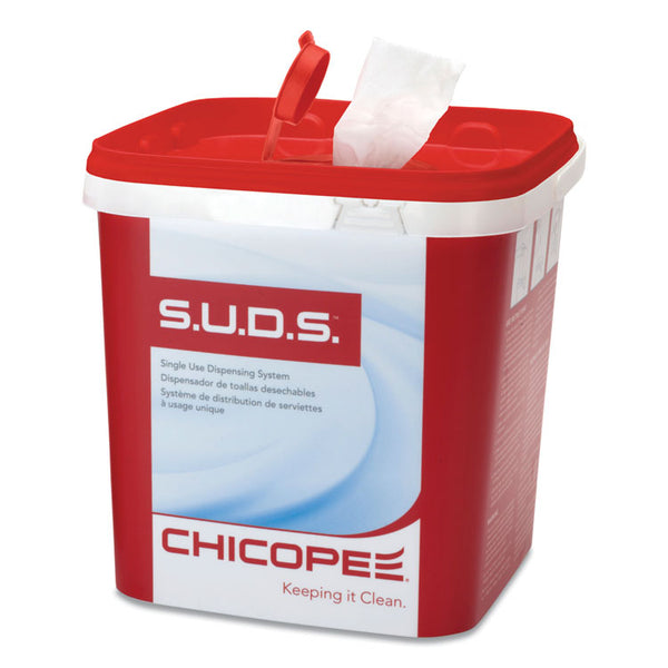Chicopee® S.U.D.S Bucket with Lid, 7.5 x 7.5 x 8, Red/White, 6/Carton (CHI0727)
