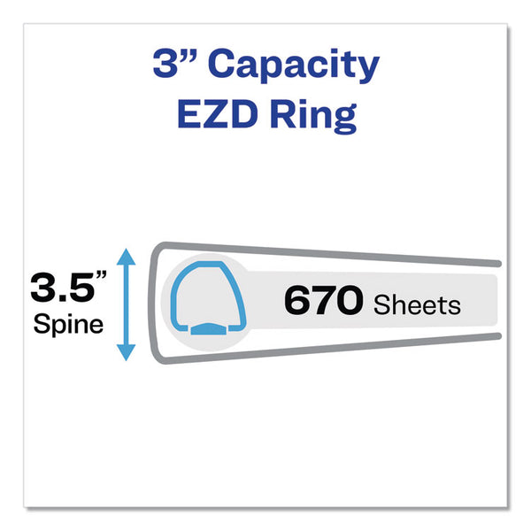 Avery® Durable Non-View Binder with DuraHinge and EZD Rings, 3 Rings, 3" Capacity, 11 x 8.5, Black, (8702) (AVE08702)