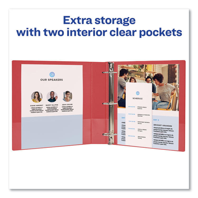 Avery® Durable Non-View Binder with DuraHinge and Slant Rings, 3 Rings, 1" Capacity, 11 x 8.5, Red (AVE27201)