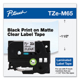 Brother P-Touch® TZe Standard Adhesive Laminated Labeling Tape, 1.4" x 26.2 ft, White on Matte Clear (BRTTZEM65)