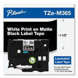 Brother P-Touch® TZe Standard Adhesive Laminated Labeling Tape, 1.4" x 26.2 ft, White on Matte Black (BRTTZEM365)