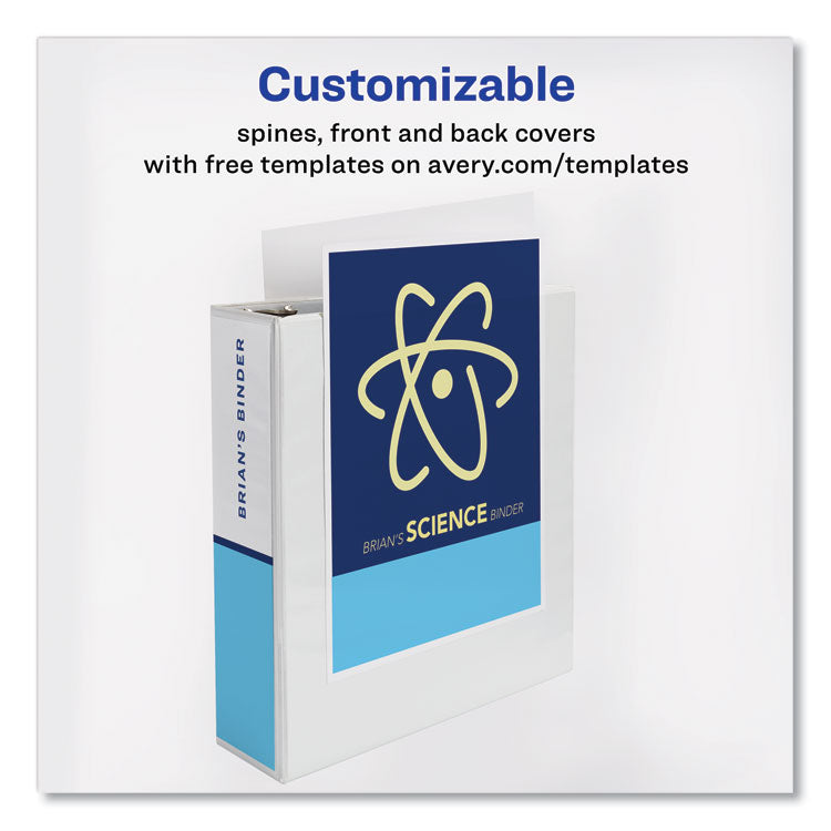 Avery® Showcase Economy View Binder with Round Rings, 3 Rings, 3" Capacity, 11 x 8.5, White (AVE19751) Each