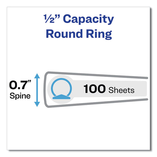 Avery® Showcase Economy View Binder with Round Rings, 3 Rings, 0.5" Capacity, 11 x 8.5, White (AVE19551)