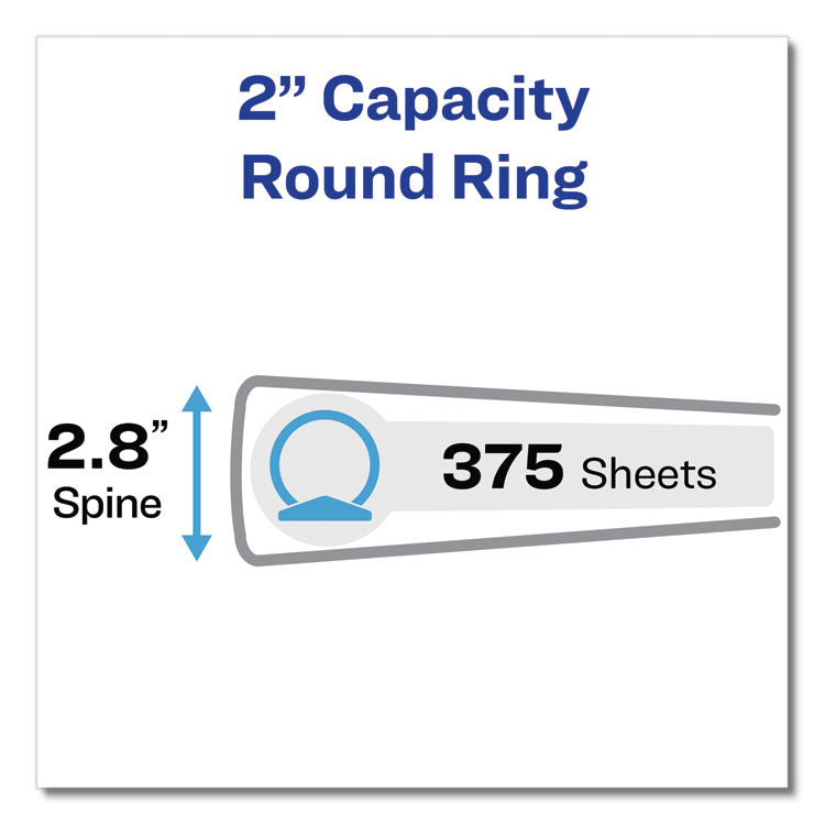 Avery® Showcase Economy View Binder with Round Rings, 3 Rings, 2" Capacity, 11 x 8.5, Black (AVE19700) Each