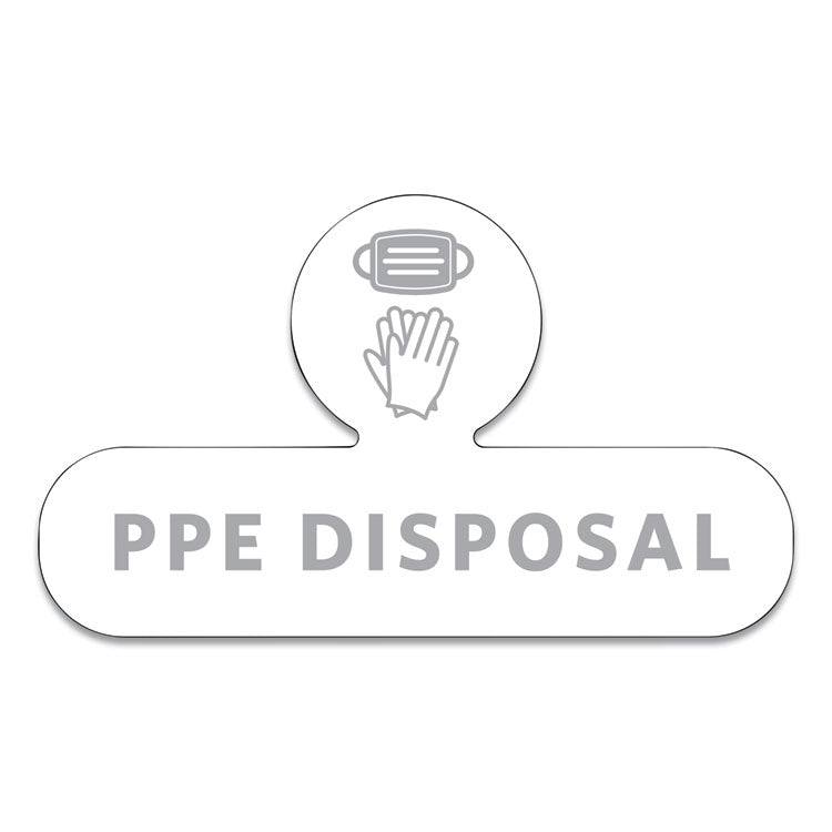 Rubbermaid® Commercial Medical Decal, PPE DISPOSAL, 9.5 x 5.6, White (RCP2137851)