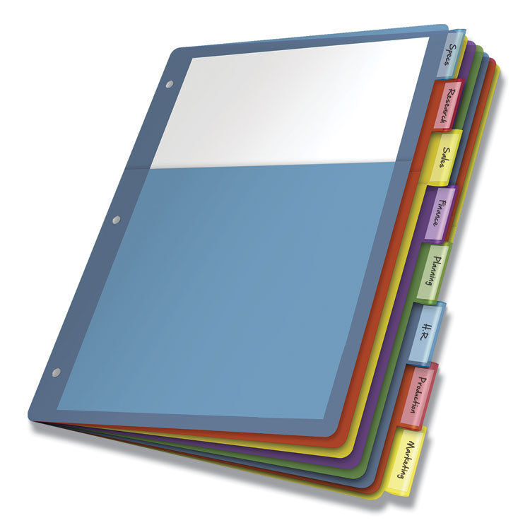 Cardinal® Poly 1-Pocket Index Dividers, 8-Tab, 11 x 8.5, Assorted (CRD84017) Set of 8