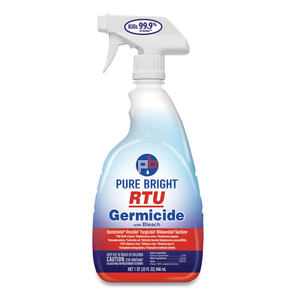 Pure Bright® RTU Germicide With Bleach, Fresh Scent, 32 oz Spray Bottle, 9/Carton (KIK21598638591) Case of 9