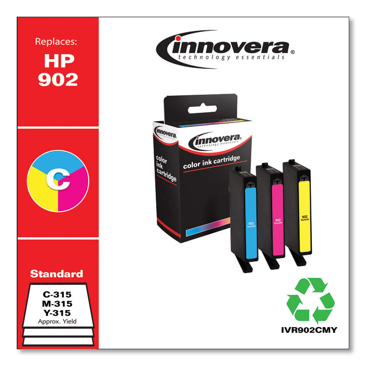 Innovera® Remanufactured Cyan/Magenta/Yellow Ink, Replacement for 902 (T0A38AN), 315 Page-Yield (IVR902CMY) Each