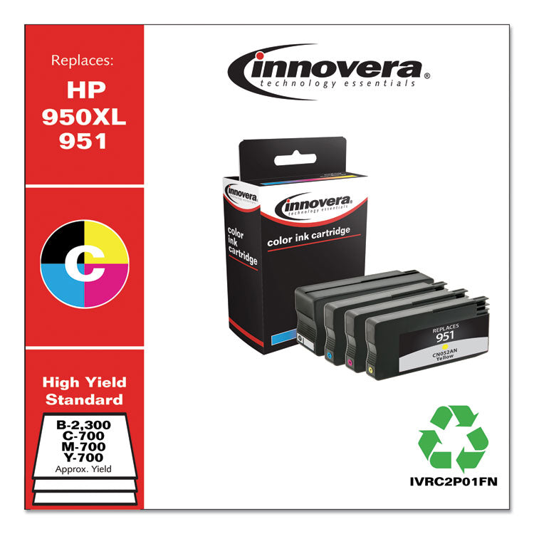 Innovera® Remanufactured Black/Cyan/Magenta/Yellow High-Yield Ink, Replacement for 950XL/951 (C2P01FN), 300/700 Page-Yield (IVRC2P01FN) Each