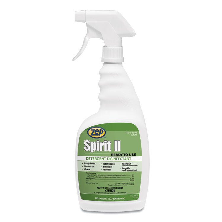 Zep® Spirit II Ready-to-Use Disinfectant, Citrus Scent, 32 oz Spray Bottle, 12/Carton (ZPP67909) Case of 12