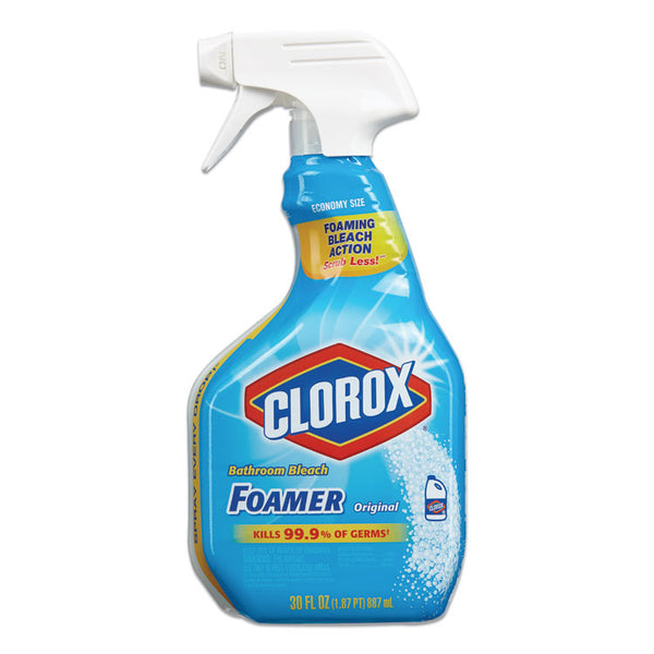 Clorox® Bleach Foamer Bathroom Spray, Original, 30 oz Spray Bottle, 9/Carton (CLO30614)