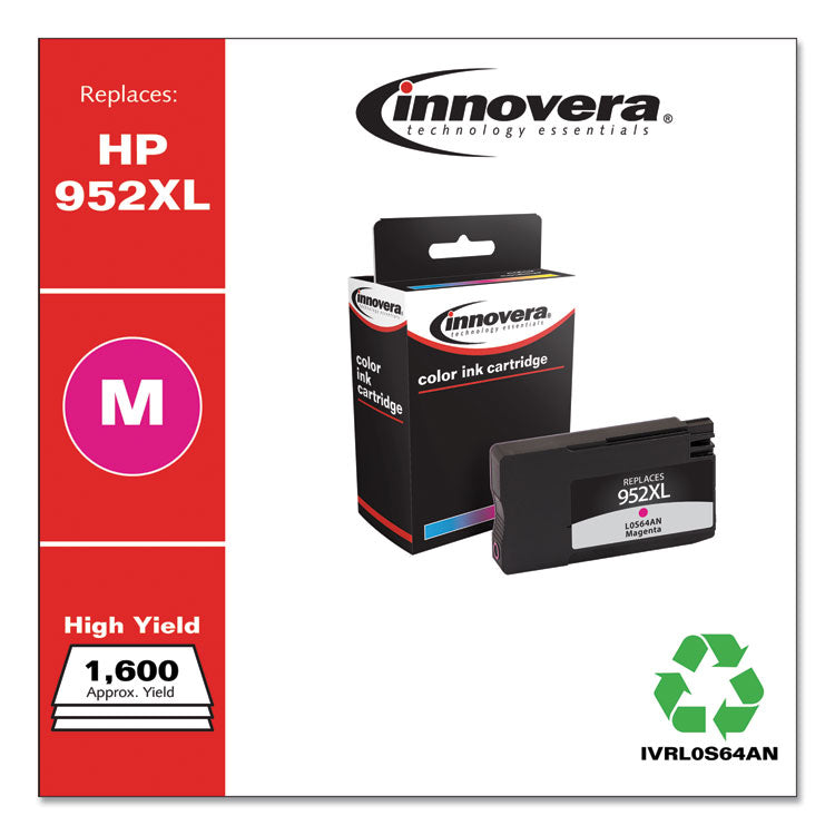 Innovera® Remanufactured Magenta High-Yield Ink, Replacement for 952XL (L0S64AN), 1,600 Page-Yield (IVRL0S64AN) Each