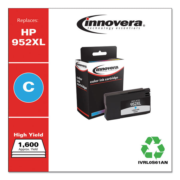 Innovera® Remanufactured Cyan High-Yield Ink, Replacement for 952XL (L0S61AN), 1,600 Page-Yield (IVRL0S61AN) Each