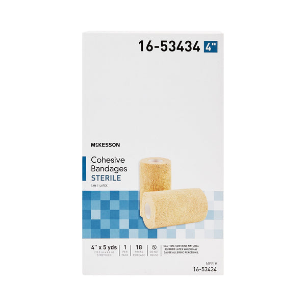 McKesson Cohesive Bandage 4 Inch X 5 Yard Self-Adherent Closure Tan Sterile Standard Compression (520556_EA) 1/EA