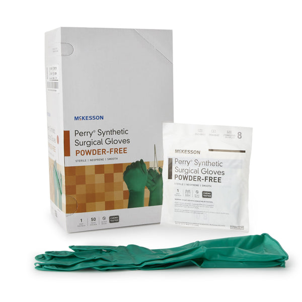 McKesson Perry® Performance Plus Surgical Glove Size 8 Sterile Polychloroprene Standard Cuff Length Smooth Dark Green Chemo Tested (1044740_CS) 200/CS