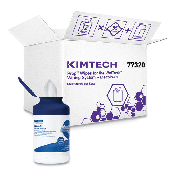 Kimtech™ WetTask System Prep Wipers for Bleach/Disinfectants/Sanitizers Hygienic Enclosed System Refills, w/Canister, 55/Rl,12 Roll/Ct (KCC7732005)