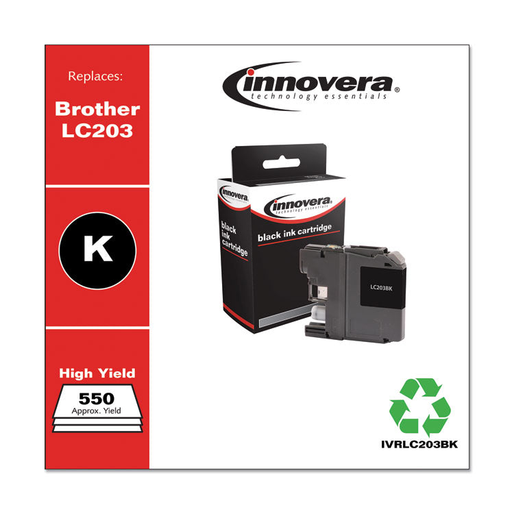 Innovera® Remanufactured Black High-Yield Ink, Replacement for LC203BK, 550 Page-Yield (IVRLC203BK) Each