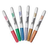 Sharpie® Metallic Fine Point Permanent Markers, Fine Bullet Tip, Blue-Green-Red, 6/Pack (SAN2029678) Each