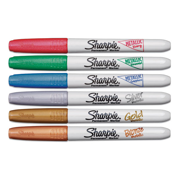 Sharpie® Metallic Fine Point Permanent Markers, Fine Bullet Tip, Blue-Green-Red, 6/Pack (SAN2029678) Each