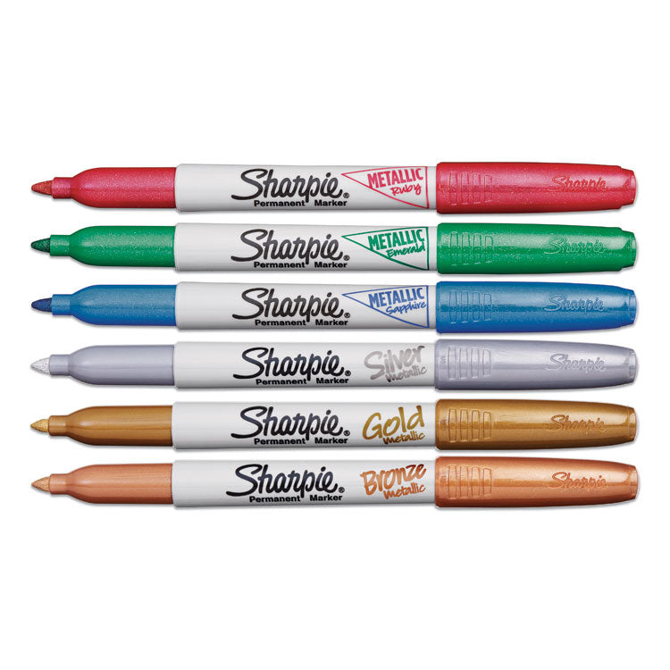 Sharpie® Metallic Fine Point Permanent Markers, Fine Bullet Tip, Blue-Green-Red, 6/Pack (SAN2029678) Each