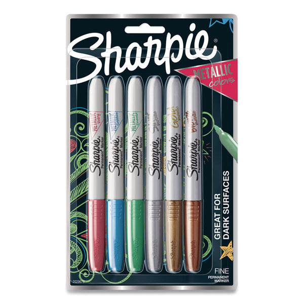 Sharpie® Metallic Fine Point Permanent Markers, Fine Bullet Tip, Blue-Green-Red, 6/Pack (SAN2029678) Each