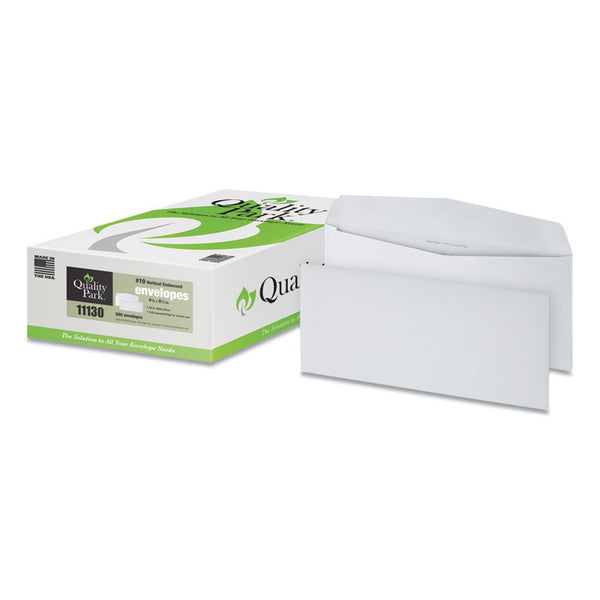 Quality Park™ Park Ridge Embossed Executive Envelope, #10, Commercial Flap, Gummed Closure, 4.13 x 9.5, White, 500/Box (QUA11130) Box of 500
