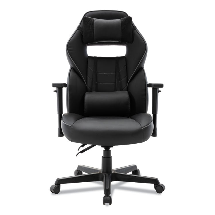 Alera® Racing Style Ergonomic Gaming Chair, Supports 275 lb, 15.91" to 19.8" Seat Height, Black/Gray Trim Seat/Back, Black/Gray Base (ALEGM4146)