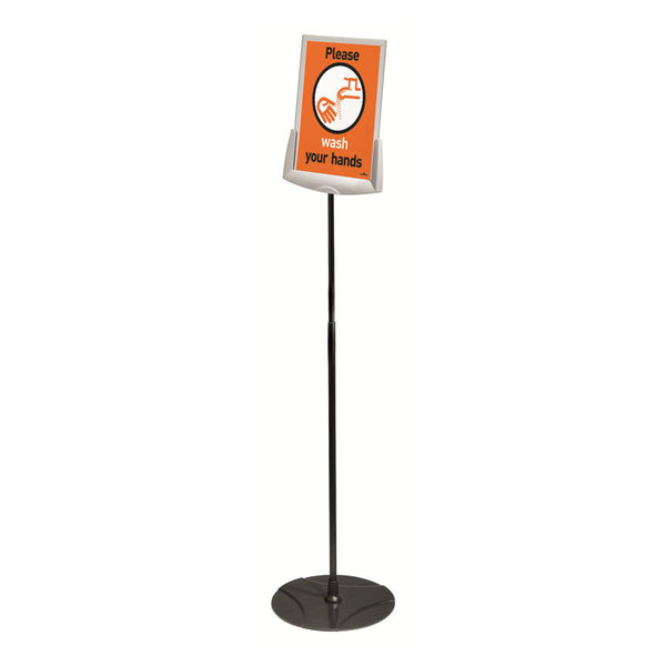 Durable® Sherpa Infobase Sign Stand, Acrylic/Metal, 40" to 60" High, Gray (DBL558957) Each