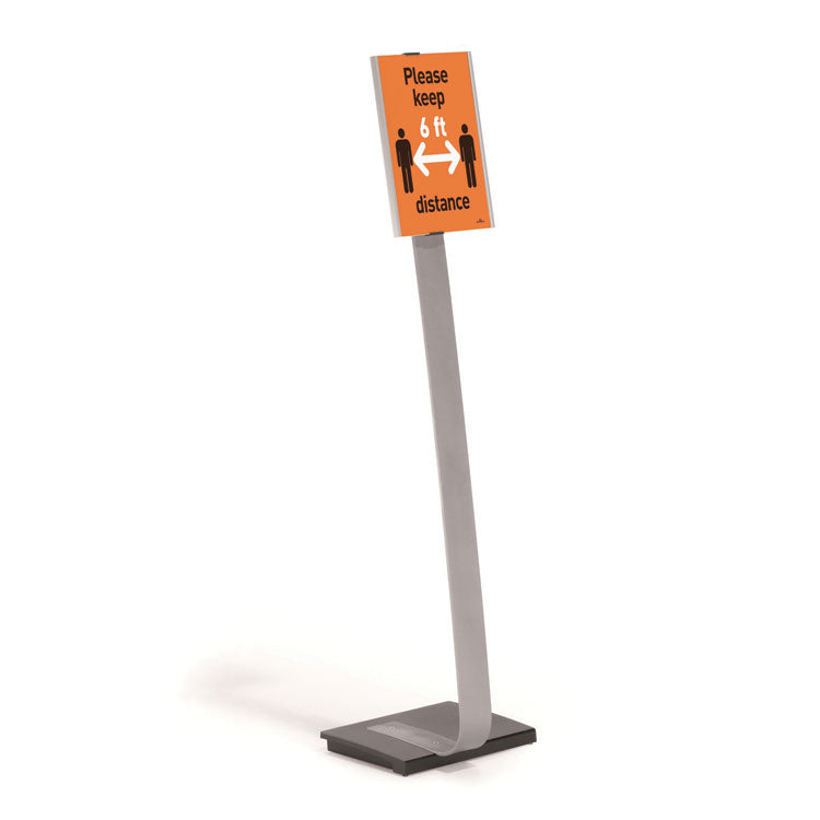 Durable® Info Sign Duo Floor Stand, Letter-Size Inserts, 15 x 46.5, Clear (DBL481423) Each